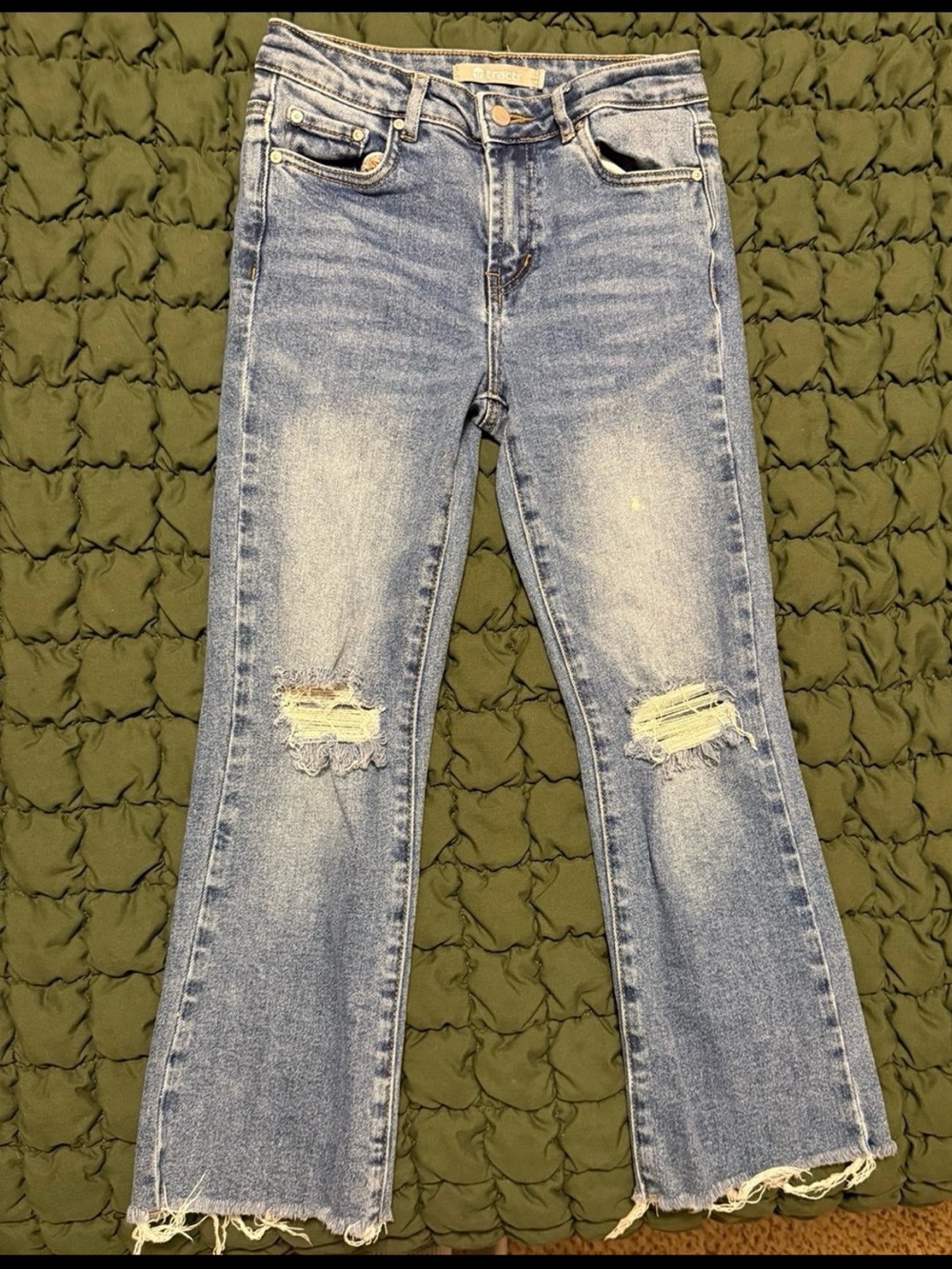 Tractr Medium Wash Girls Distressed Jeans